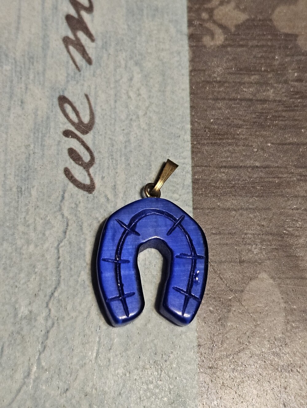 Gold Tone Blue Stone Pendant